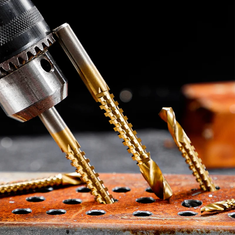 HSS-Spiralbohrer-Set, Titanbeschichteter Bohrer, 3–8 mm gezahnte Nutspirale, gezackte Sägebohrer, Verbundbohrer – Detail 2