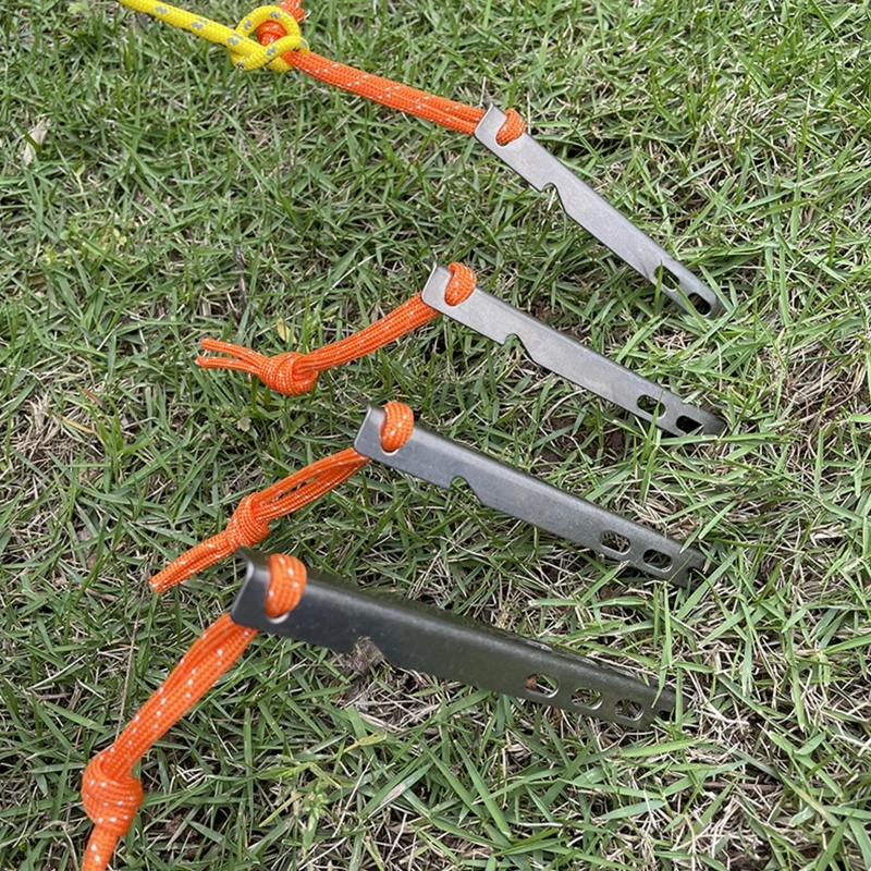 Outdoor Windproof Camping Stake V-head Camping Stake with Rope for Soft Ground