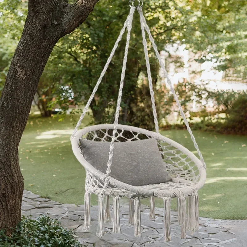 

Hanging Chair Cotton Rope Braided Leisure Swing Chair Nordic Style Home Bedroom Lazy Chair Outdoor Garden Chair Relaxing Chair