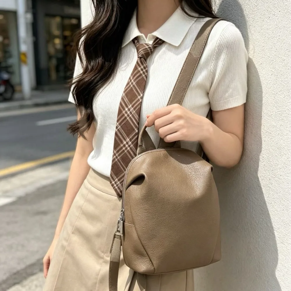 

Backpack Soft Leather Retro Texture Unique Niche Design Fashionable Versatile Simple Casual Daily Delicate Premium Simple