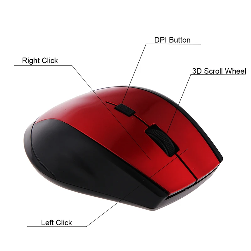 2,4 Ghz Wireless Maus Mit DPI Einstellbar Taste für Windows 7/XP/2000/Vista, tragbare Computer Gaming Maus für Desktop/Laptop