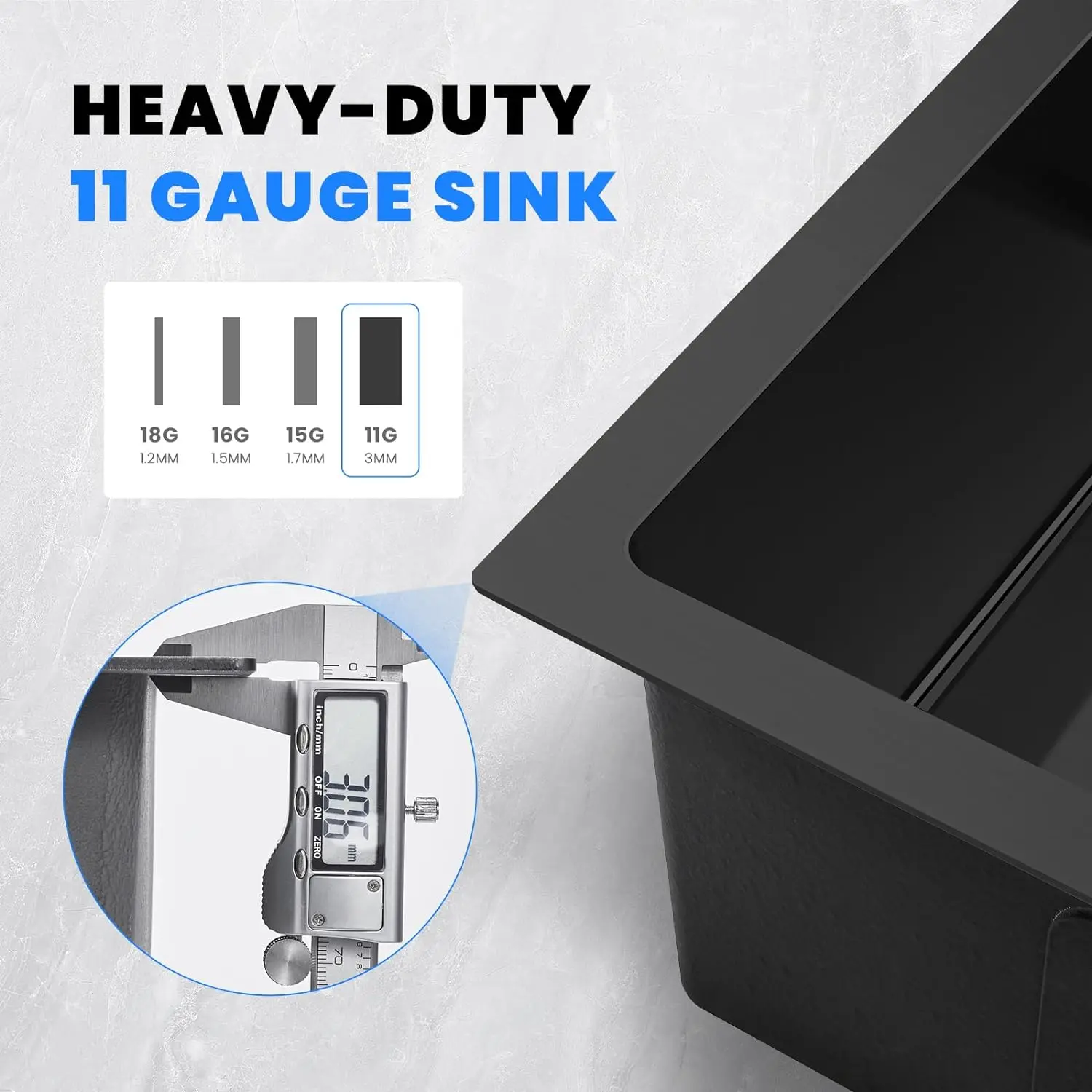 ROVATE 23×18 Inch Undermounter Small Kitchen Bar Prep Sink 18 Gauge 304 Stainless Steel Handmade Single Bowl Outdoor Sink Black