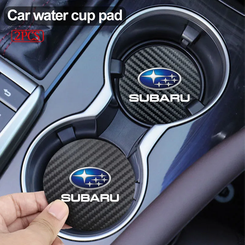 2 قطعة كوب ماء من الألياف الدقيقة الكربونية وسادة مضادة للانزلاق ملحقات السيارة Ies لسوبارو STI XV BRZ الذكية Crosstrek Impreza Levorg Mpreza 2006 #1