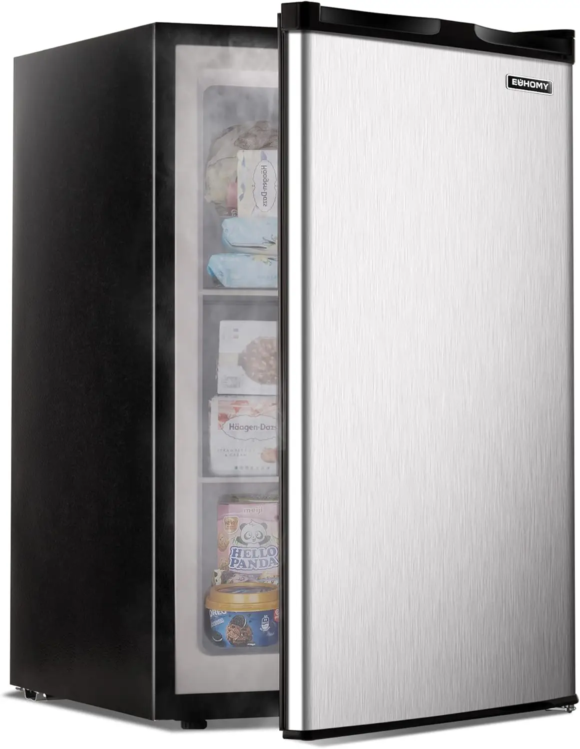 

EUHOMY Upright freezer, 3.0 Cubic Feet, Single Door Compact Mini Freezer with Reversible Stainless Steel Door,