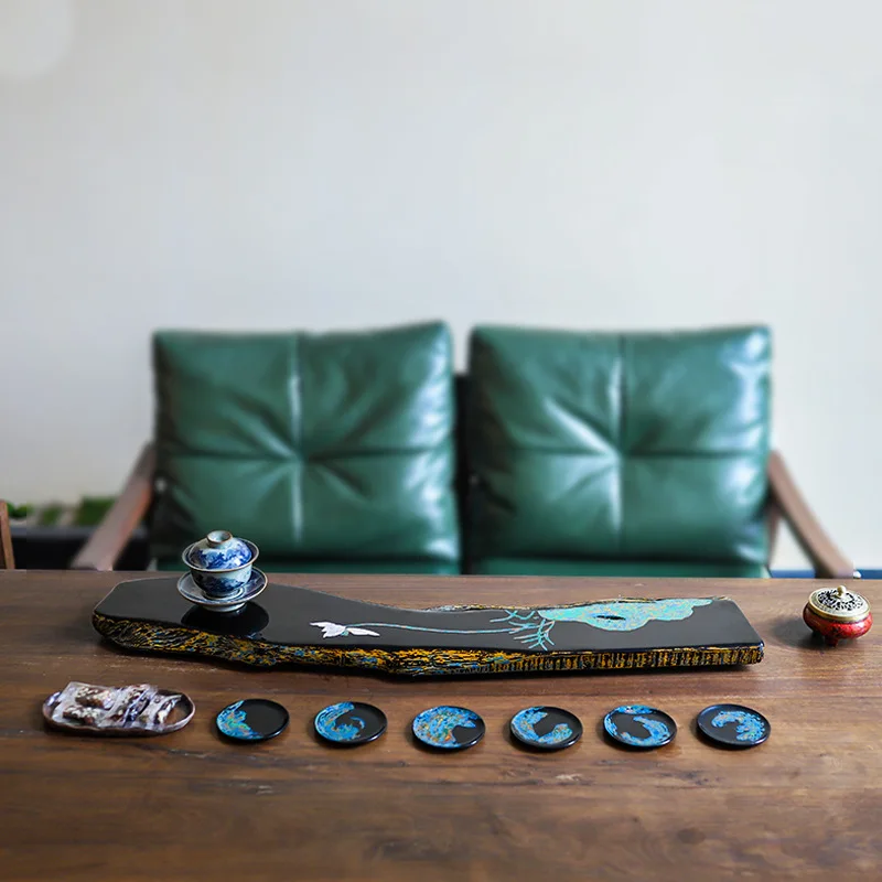 Tea tray Fuzhou lacquer tea tray dry brew high-end bakelite office living room home kung fu tea table