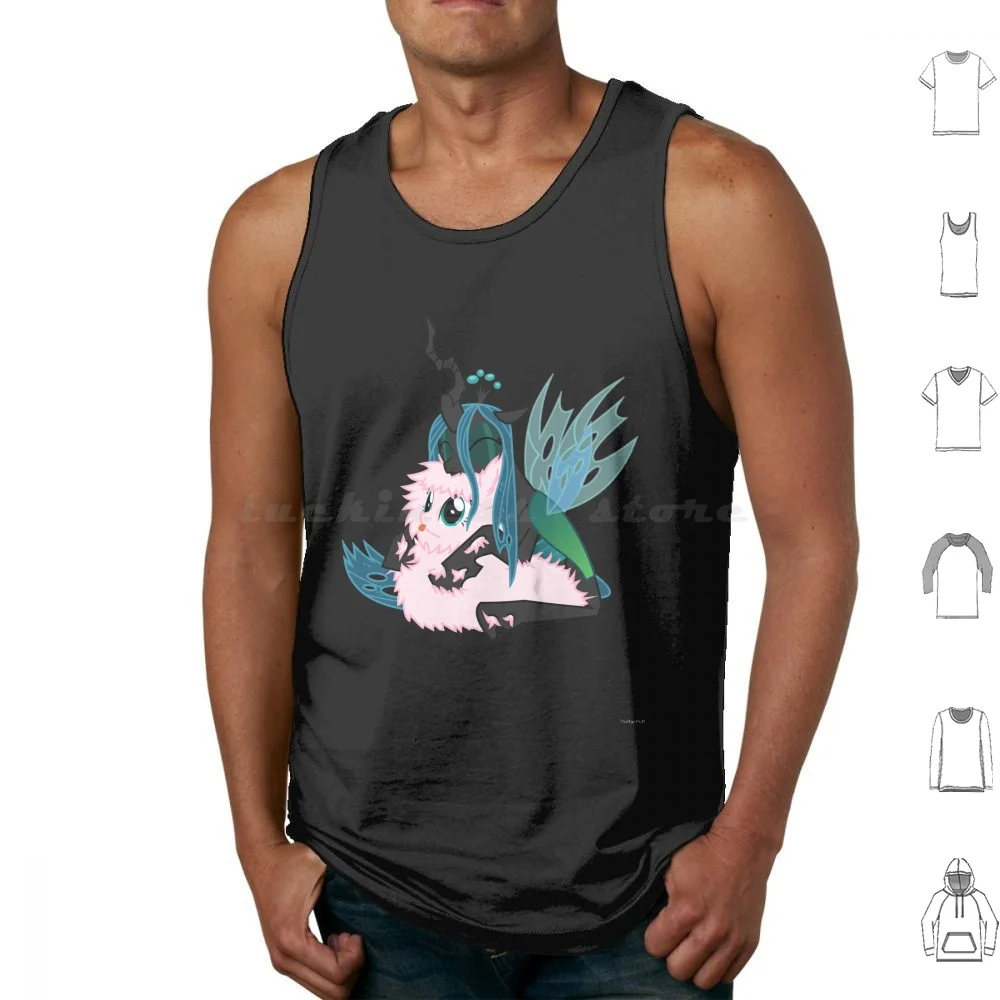 Snuggle Time Tank Tops Print Cotton Fluffle Puff Queen Chrysalis Mlp Fim