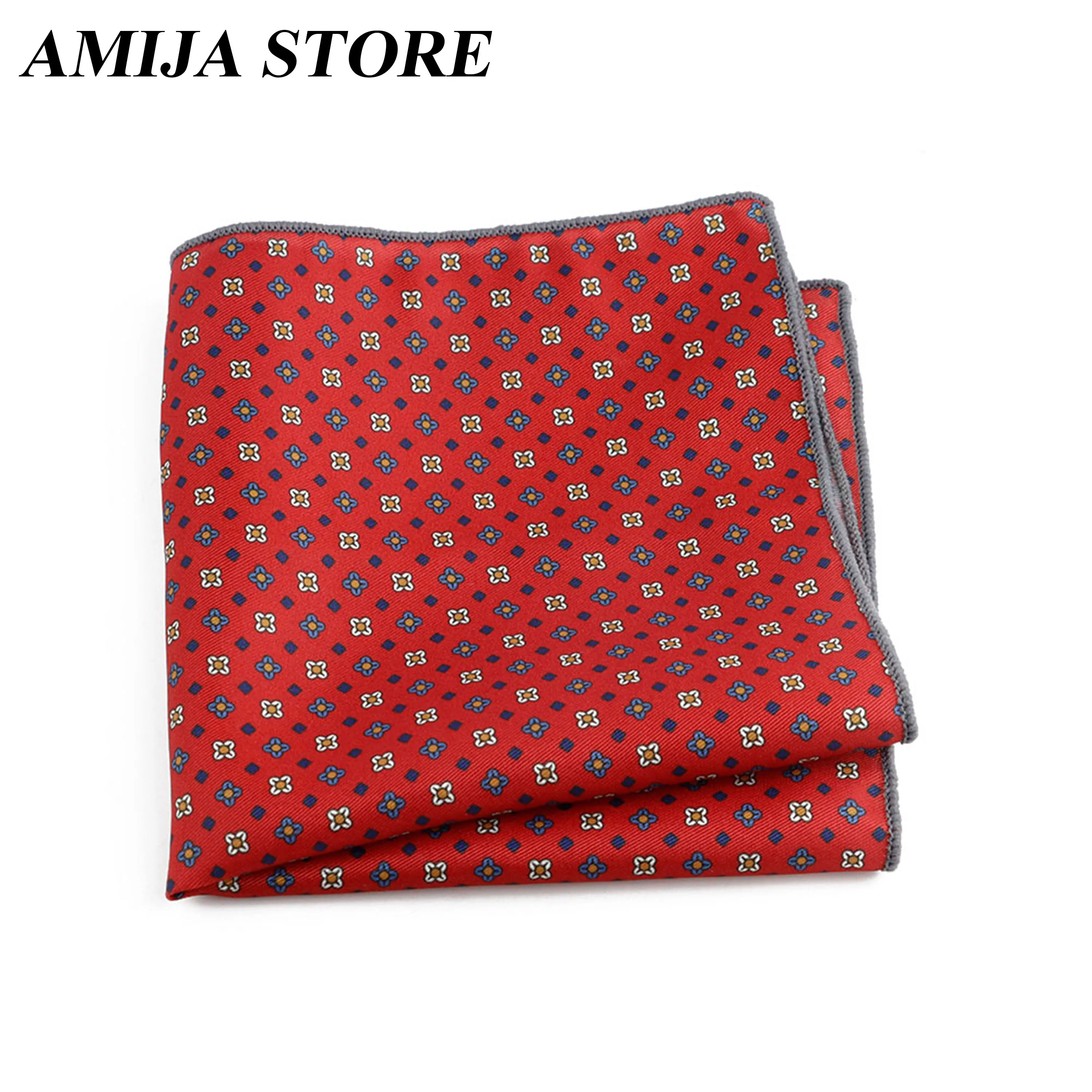 Italian Style Floral Men's Simulated Silk Printed Pocket Squares Soft Scarf Women&Men Casual Party Gift Tuxedo Tie Accessories