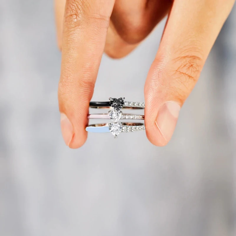 جديد الزركون خاتم شكل قلب متعدد الألوان تصميم قابل للتعديل امرأة الملحقات اليومية مهرجان عيد ميلاد هدية رومانسية رائعة #3