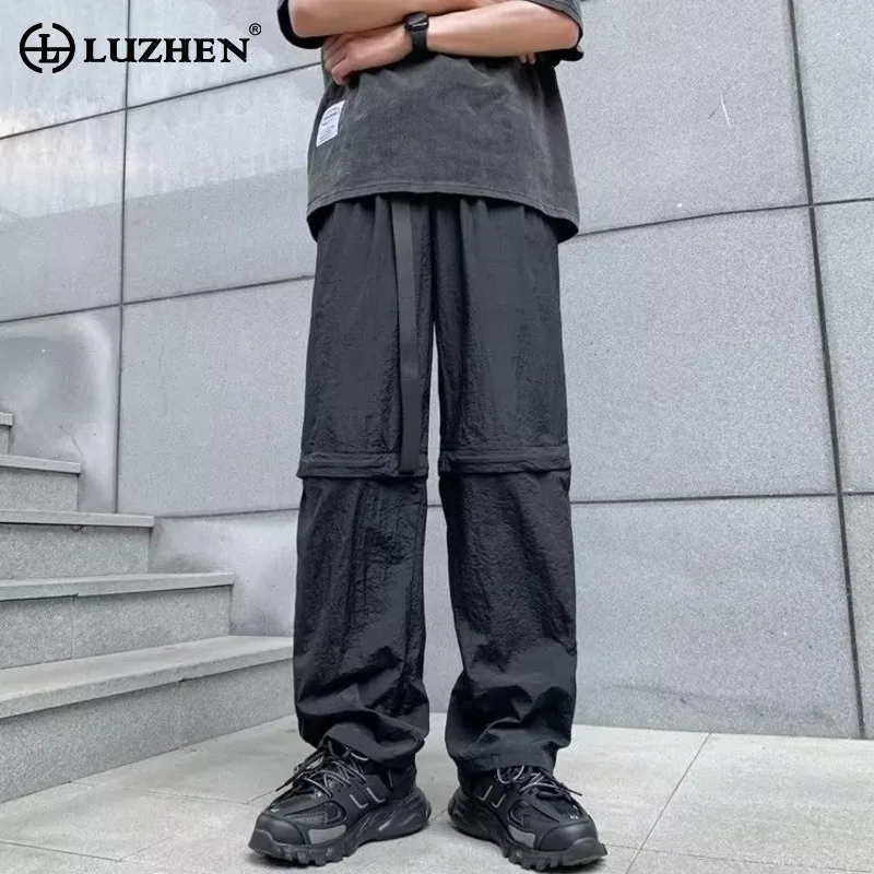 LUZHEN 2026 Summer Original Design Detachable Leg Solid Color Casual Pants Men Fashion Handsome Straight Sports Trousers JY8169