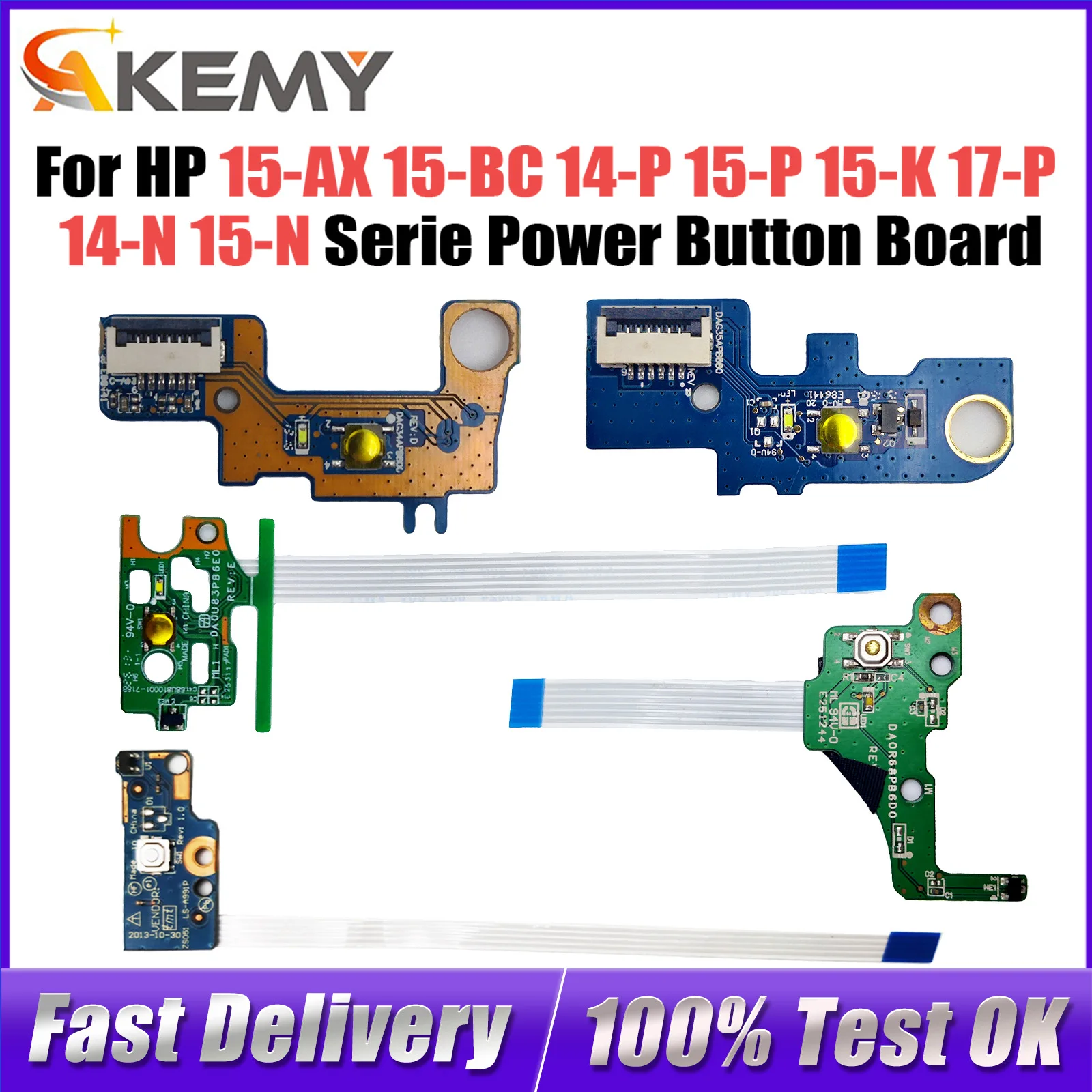 

For HP 15-AX 15-BC 14-P 15-P 15-K 17-P 14-N 15-N 15-R 250 G3 17-e Serie Power Button Board DAG35APB8B0 DAY14APb6D0 DA0R68PB6D0