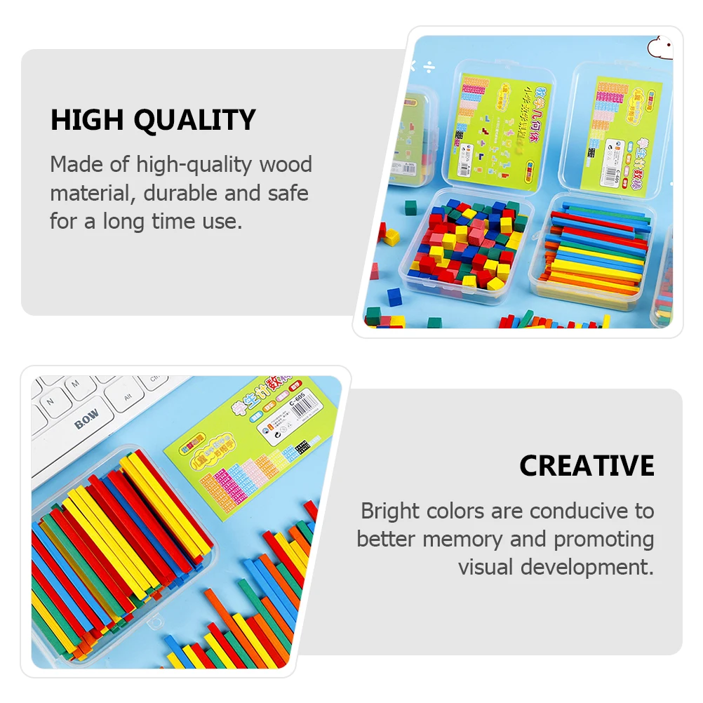 100 Uds. Varillas de conteo, varillas aritméticas, juguetes matemáticos de madera brillante, bloques de construcción educativos para niños en edad preescolar y guardería