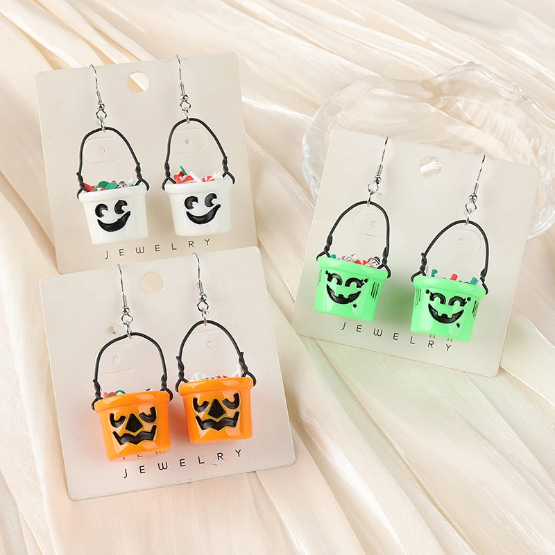 1Pair Fashion Christmas Drop Earrings 3D Resin Candy Basket Jewelry For Girl  and Woman Birthday Gift