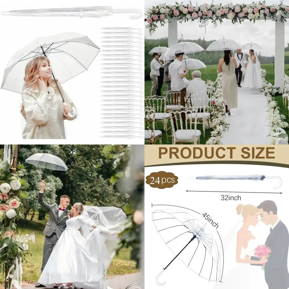 

Large Windproof Bubble Stick Umbrellas for Weddings - J Hook Handle, Ideal Gift for Bride and Groom