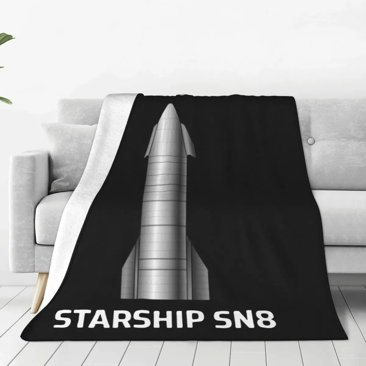 SpaceX Starship Sn8 Blanket Cover Velvet Super Soft Throw Blankets for Airplane Travel Bedroom Quilt