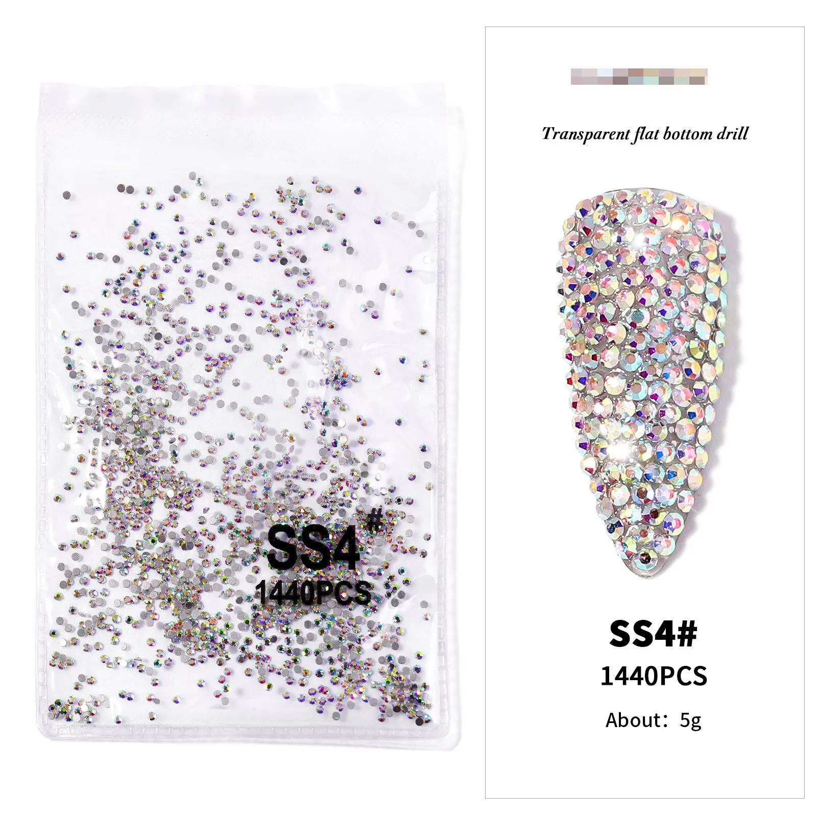 AB/Klar 1 Tasche Nagel Strass Größen SS3-SS12 1440 stücke Nagel Kunst Dekoration Flatback Glas Steine Glänzende Edelsteine DIY edelsteine