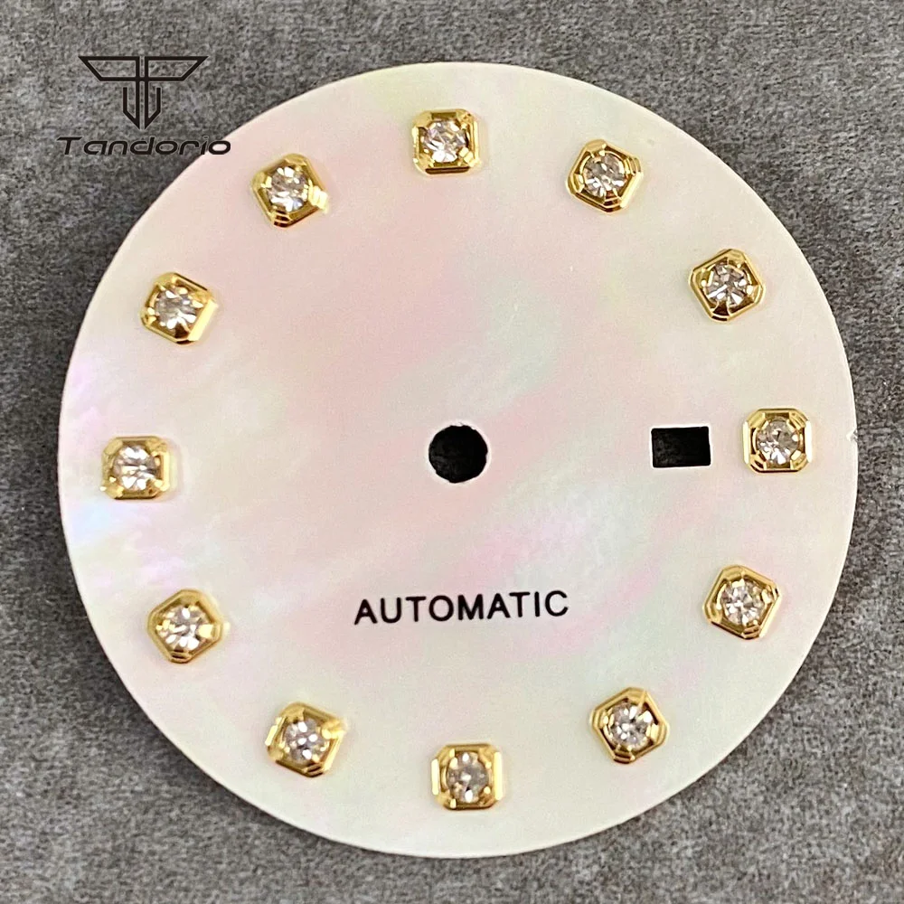 24.54mm Multicolor Sunburst Face Automatic Watch Dial Date Window Fit NH05 Movement Women Wristwatch Accessories Diamond Markers