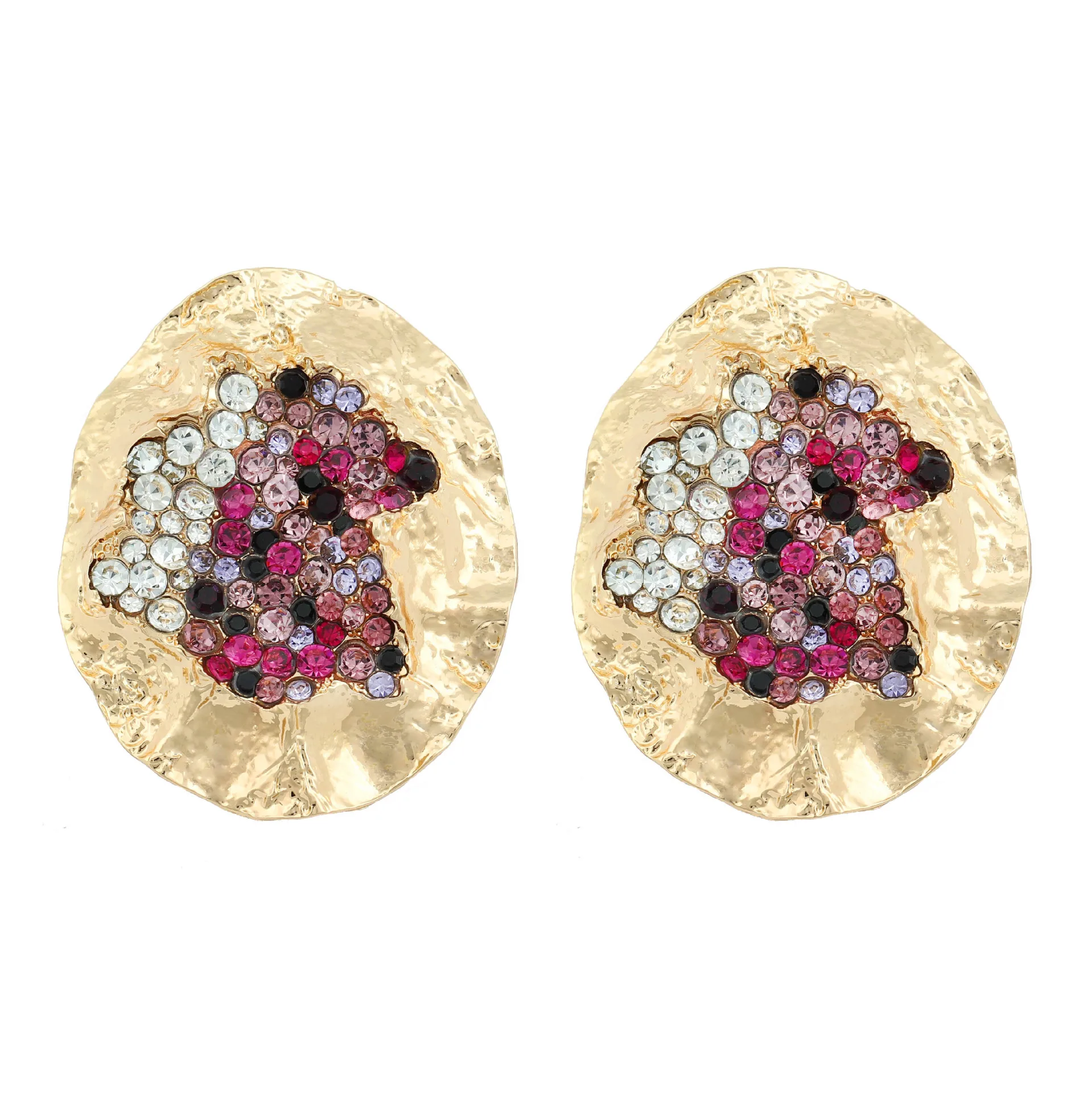 

Unique Geometric Oval Hollow Earrings for Women Colorful Alloy Crystal Studded Irregular Earrings Gift for Valentine Anniversary