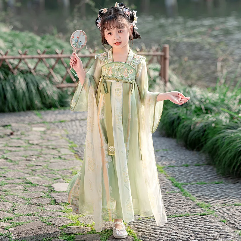 Princess Spring Summer New Chinese Hanfu Dress Girl Christmas Party Clothing Kids Wedding Dresses Children New Year Costume