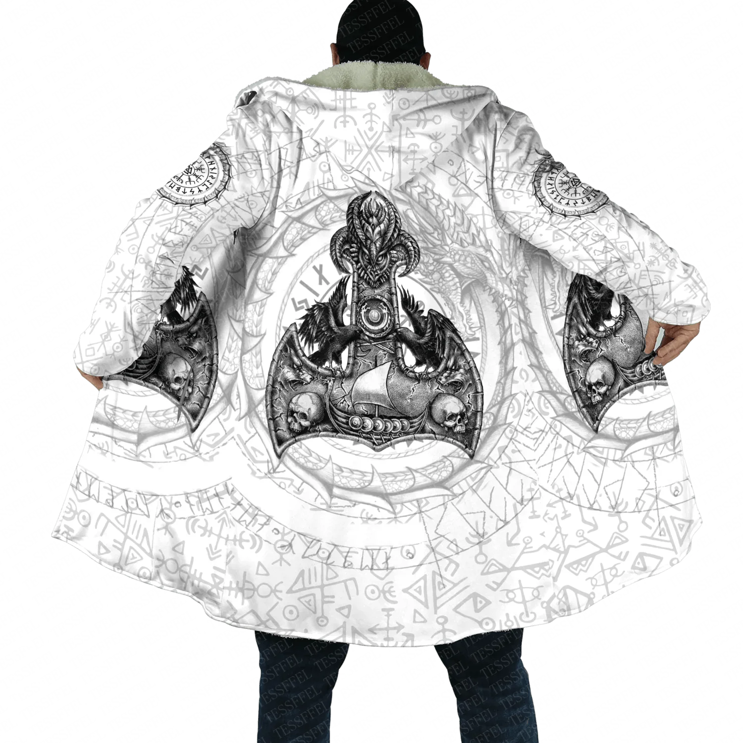 

Cosplay Fenrir Norse Mythology Odin God Wolf Tattoo Retro Vintage Harajuku 3D Print Winter Overcoat Cloak Hoody Causal Cape X1