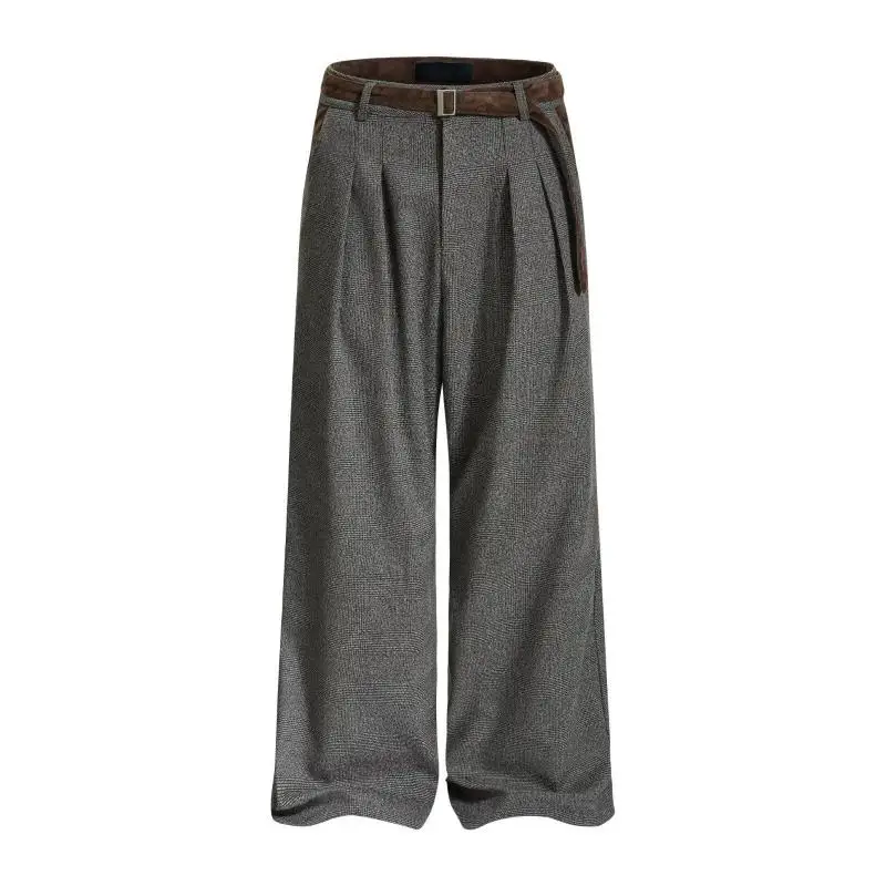

Men's Houndstooth Formal Wide Leg Trousers - 2026 Trendy Vintage Retro Suit Pants for Business Casual & Streetwear Bottoms Male