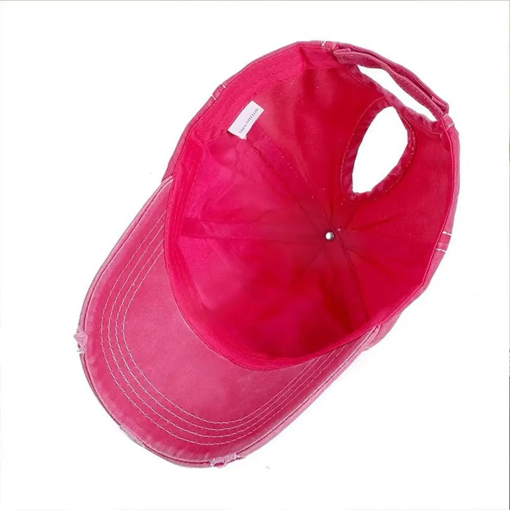 نجمة الجوف خارج الذيل قبعة بيسبول لذيل حصان Snapback قبعة غسلها القطن ستار التطريز قبعة بيسبول قابل للتعديل المتعثرة قبعة