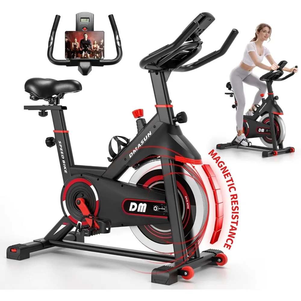 

Exercise Bike，Silent Magnetic Resistance Stationary Bike for Home with 330LBS Capacity，Indoor Bike with Comfortable Seat Cushion