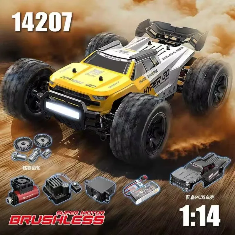 MJX Hyper Go 14207 14208 1/14 4WD RC سيارة 75KM/H أو 65KM/H فرش RC سباق السيارات التحكم عن بعد سيارات على الطرق الوعرة شاحنة اللعب