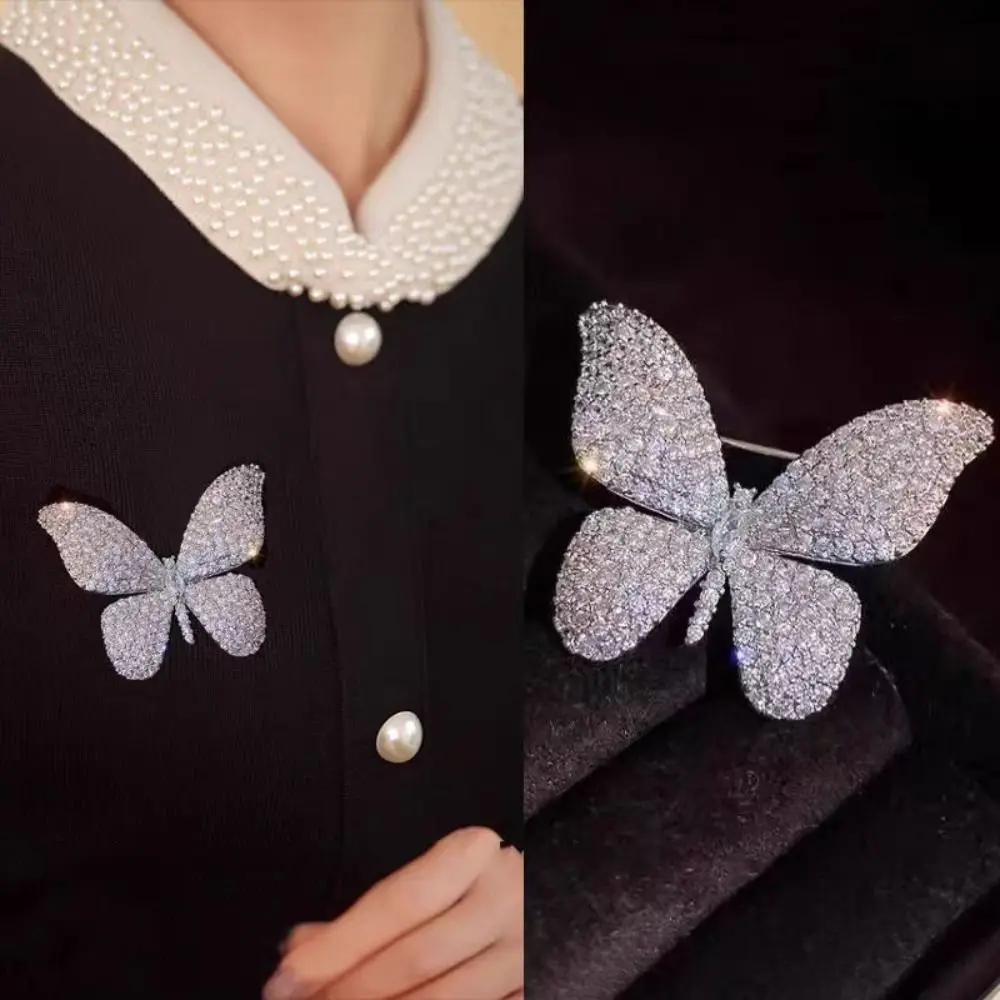 Full Rhinestone Rhinestone Butterfly Brooch Badge Alloy Suit Collar Pin Jewelry Accessories Korean Style Rhinestone Brooch Women