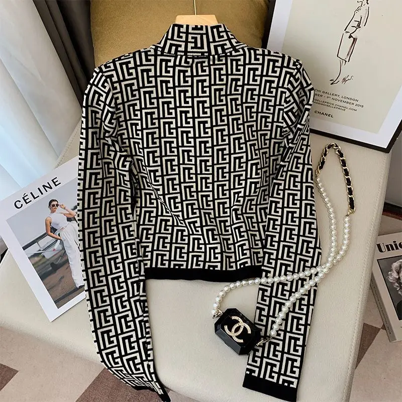 Ladies Fashion Printing Temperament Coat Autumn Fashionable Zipper Long Sleeve Slim Top Tee Women Clothing Trend Patchwork Tops