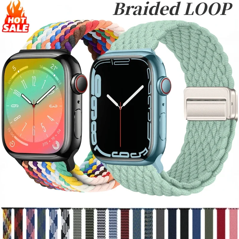 

Металлический магнитный нейлоновый плетеный ремешок для Apple Watch 10 9 8 7 46 мм 42 мм 45 мм 41 мм Ultra 2 49 мм Correa iWatch 6 5 4 SE 44 мм 40 мм