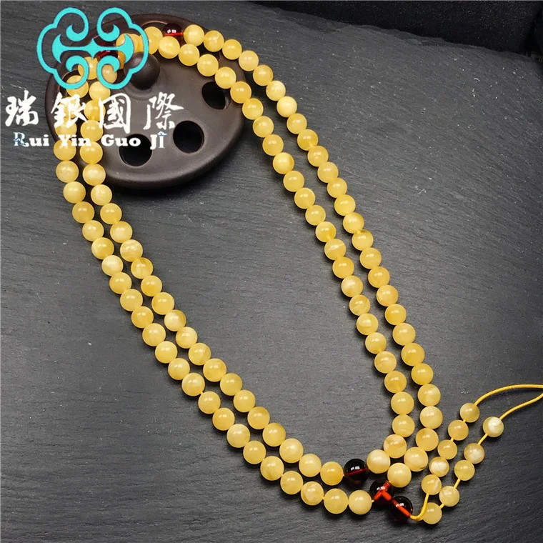 Natural Honey Wax Hand String Chicken Oil Yellow White Flower Multi Loop Jewelry Men's and Women's Literary Plays 108 Rosary Bea