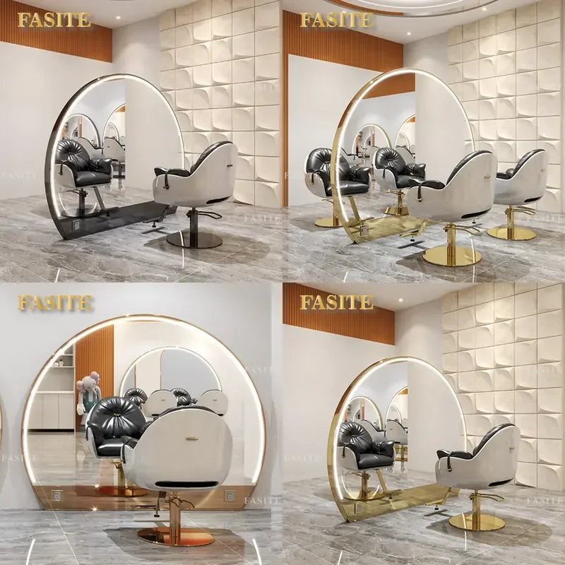 For Hair LED Double Sided Full Body Floor Mirror Barber Shop Hairdressing Table Single Sided Mirror New Style Furniture