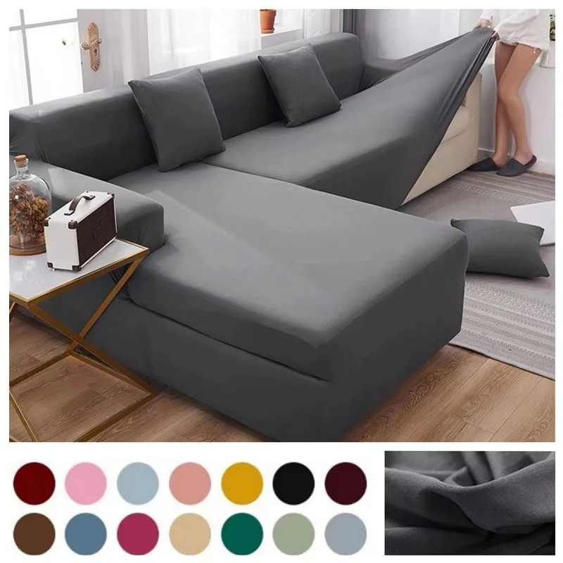 

Solid Color Sofa Covers for Living Room Elastic Sofa Cover L Shaped Corner Couch Cover Slipcover Chair Protector 1/2/3/4 Seater
