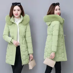 2024 New Winter Jacket Parkas Women Coat Fur Collar Hooded Overcoat Female Jacket Thick Warm Cotton Padded Puffer Parka Outwear