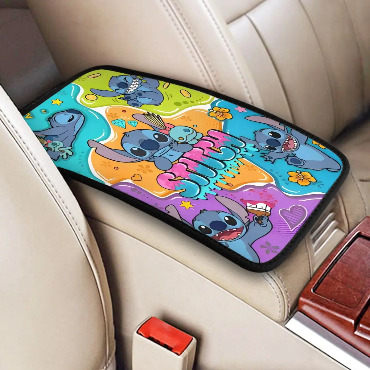 

Lion Stitch Kawaill Alien Universal Armrest Cover Pad for Car Center Console Cushion Pad Car Decor Accessories Fit for Most Cars