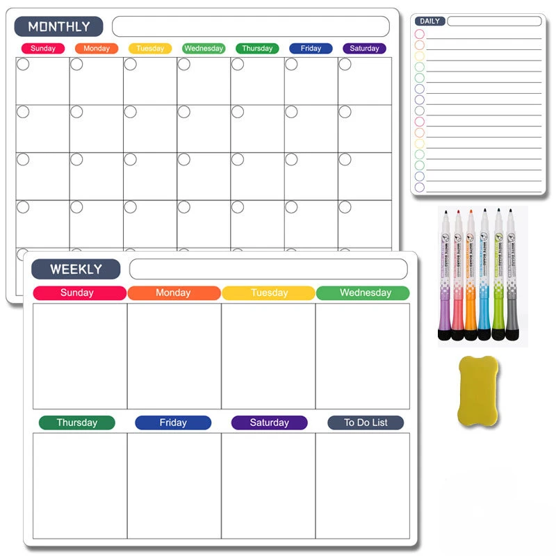 Calendar Table Dry Erase Fridge Sticker Message Board Menu Magnetic Calendar For Fridge Monthly Weekly Planner Whiteboard