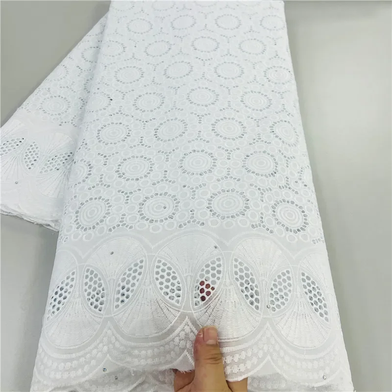 5 yard Pure white Swiss lace fabric Dry lace embroidery African 100% cotton fabrics Swiss voile lace Dubai style 12L2050801