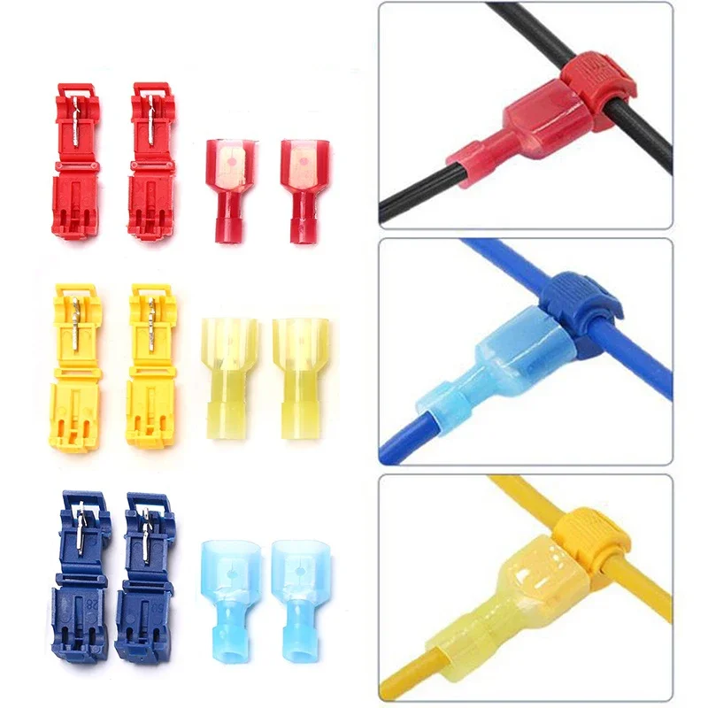 5 Set/bag T-Tap Wire Connectors Self-Stripping Quick Splice Electrical Wire Terminals Insulated Male Disconnect Spade Terminals