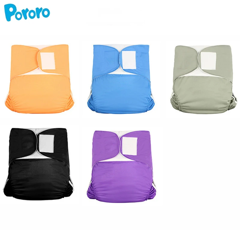 Reusable Washable Adult Cloth Diapers Adjustable Hook Loop Ice Silk Soft Lining Absorbent Incontinence Diapers for Elderly Care