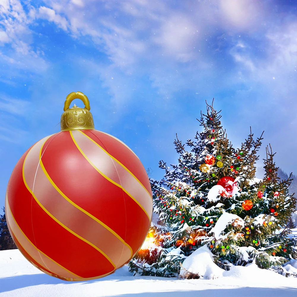 60cm Giant Atmosphere Ball PVC Glow Christmas Tree Hanging Ornament with Light Waterproof Home Garden New Year Party Decoration