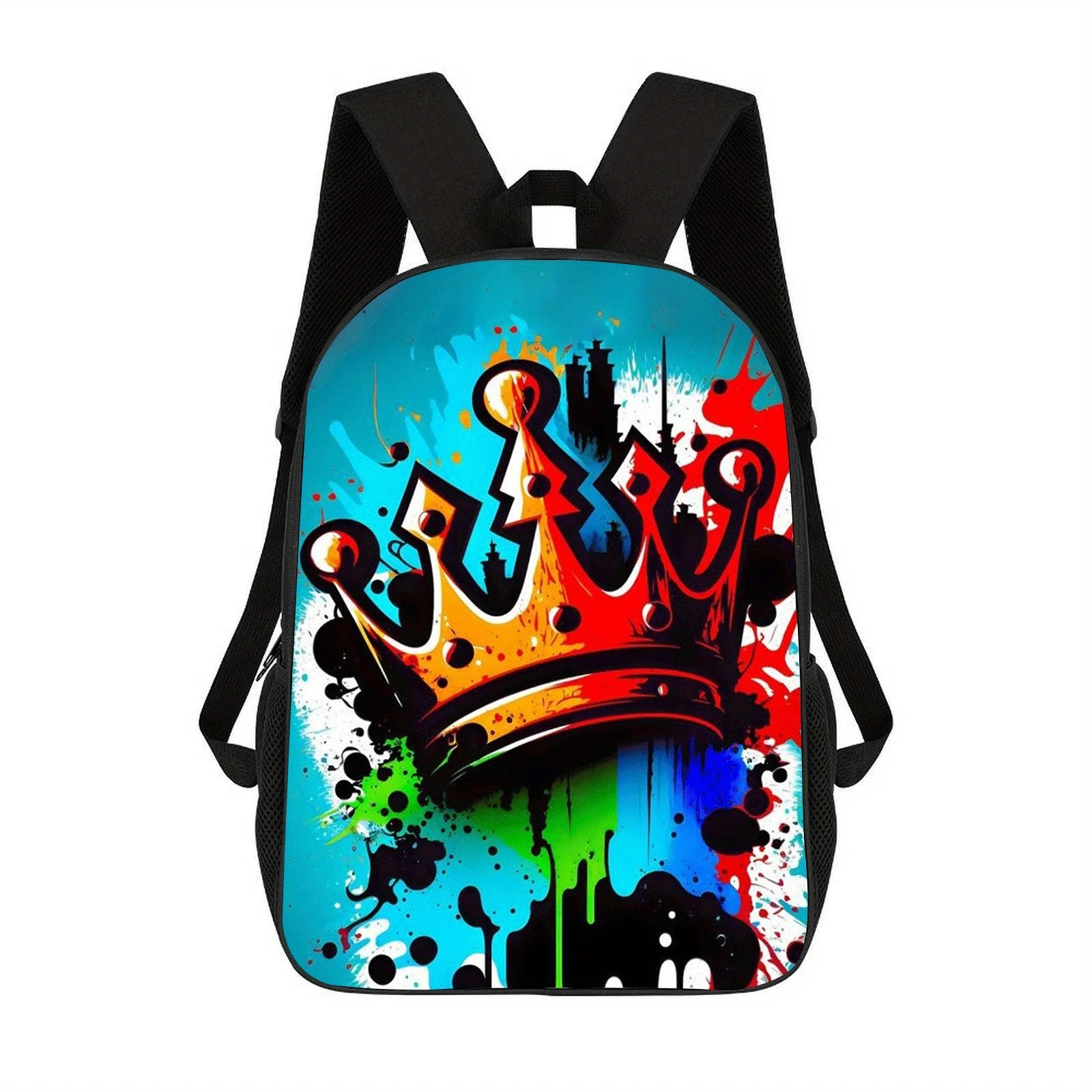 

Crown pattern backpack | Casual student bag, suitable for both men and women - Lightweight, with zipper design