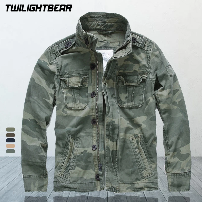 High Grade Men's Jackets Pure Cotton Multiple Pockets Camouflage Tooling Jacket Men Clothing Casual Jacket Coat A5F268