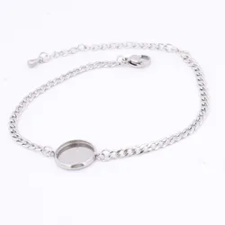 3pcs Stainless Steel Chain Bracelet Base Blanks Fit 12mm Cabochon Bracelets Setting Blanks Diy Jewelry Making Accessories