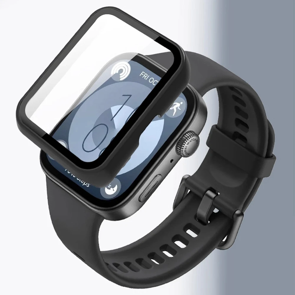 อุปกรณ์ป้องกันหน้าจอสำหรับนาฬิกา Huawei พอดีกับ3เคสอุปกรณ์เสริม PC กรอบกันกระแทกฝาครอบกระจกนิรภัยสำหรับ Huawei สาย fit3