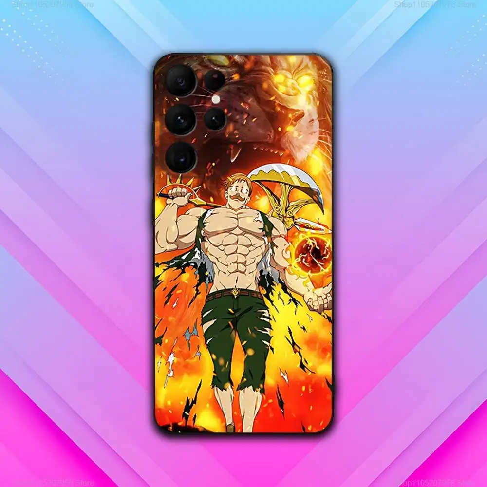 E-Escanor Comics Arrogant untuk Samsung S30,S25,S24,S23,S22,S21,S20,Fe,Lite,5G,Ultra,Plus, Casing Ponsel Hitam Ultra Tipis
