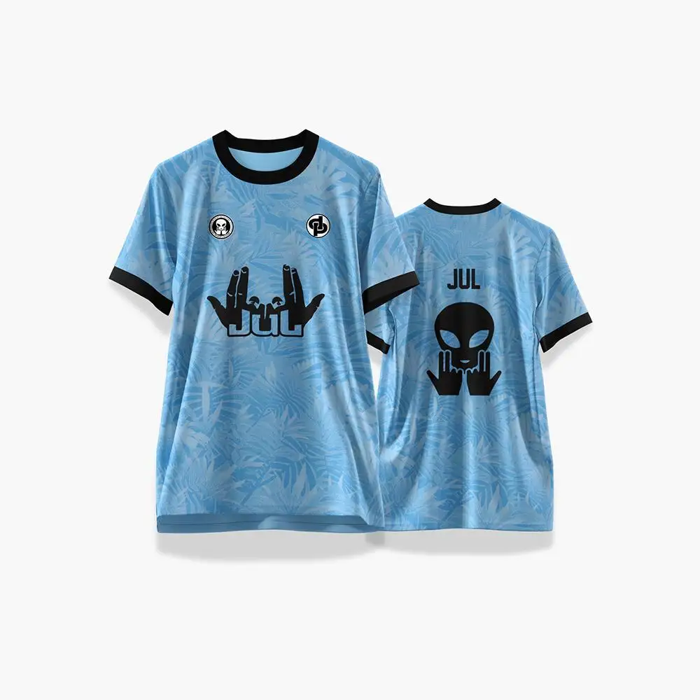 جديد JUL مطبوعة لكرة القدم جيرسي الصيف الرياضة في الهواء الطلق التجفيف السريع جيرسي الرجال والنساء التدريب تنفس طاقم الرقبة تي شيرت #6