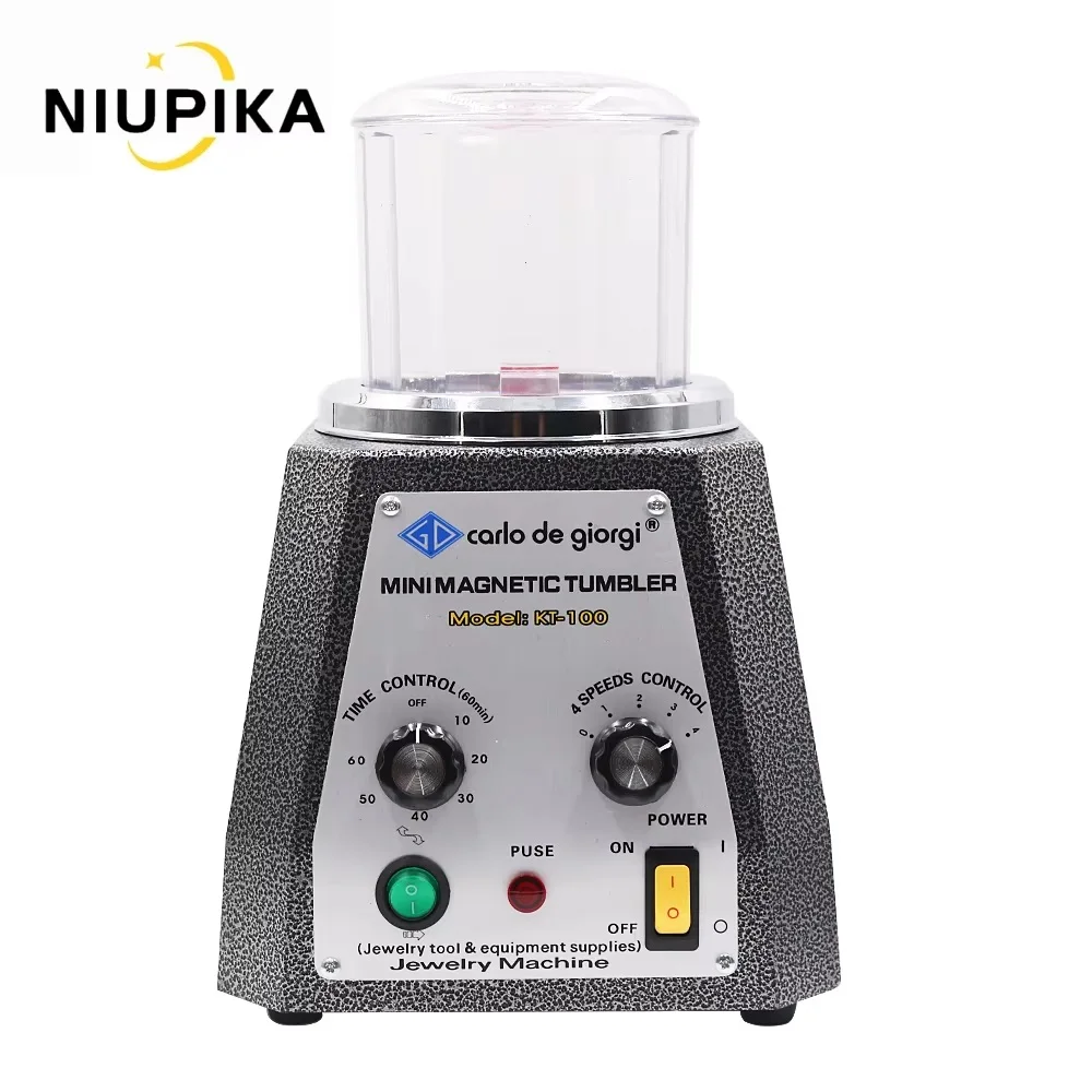 NIUPIKA KT-100 Magnetic Tumbler Jewelry Polisher Finisher Super Finishing Polishing Burnishing Machine 400g Capacity 2000rpm