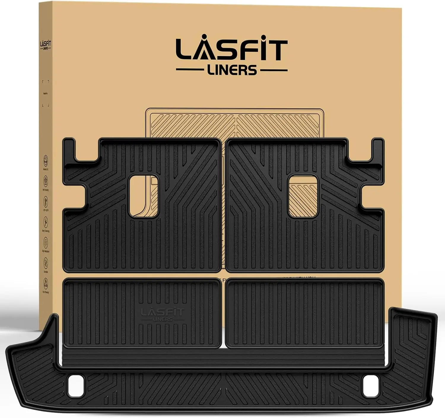 

Custom Fit All Weather Cargo Liner for Toyota 4Runner 2010-2024 7-Seats, Black TPE Mats with Seatback Protection