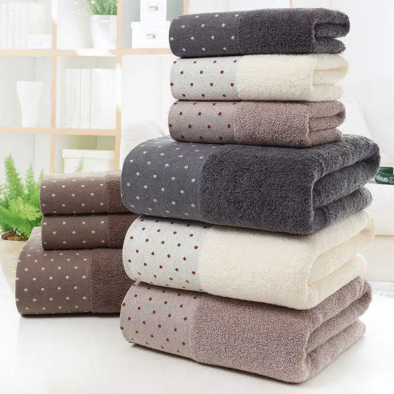 

3PCS Cotton Towel Set For Bathroom Terry Bath Towel For Adults Spots Design Navy Blue White Travel Face Towels Sport Washcloths