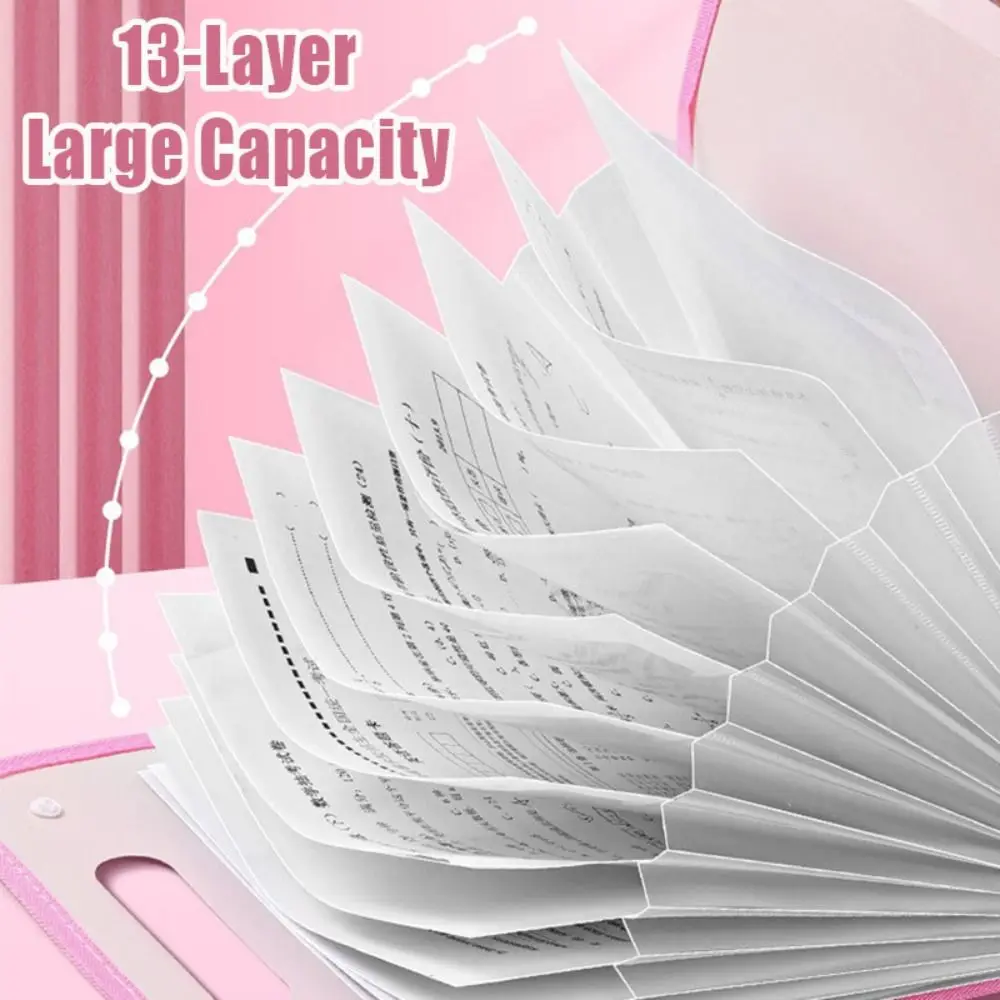 

New PP A4 File Folder 13-Layer Gradient Color Test Paper Storage Bag Waterproof Large Capacity File Bag School Office